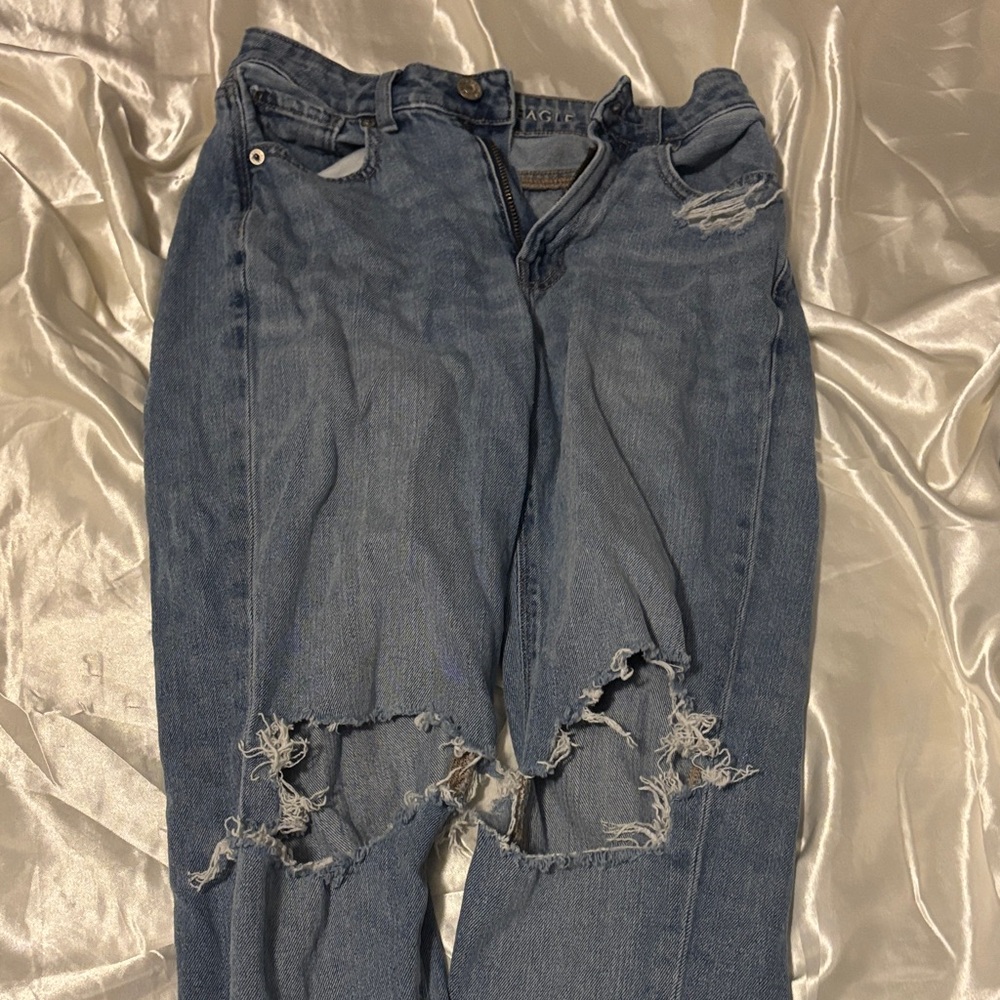 American Eagle Outfitters Ripped Blue Boyfriend Jeans